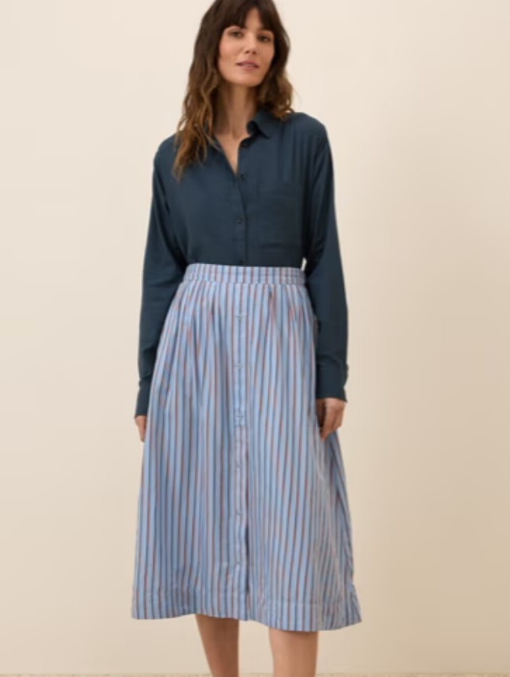 Pact Sunset Organic Cotton Maxi Skirt Del Mar Stripe M